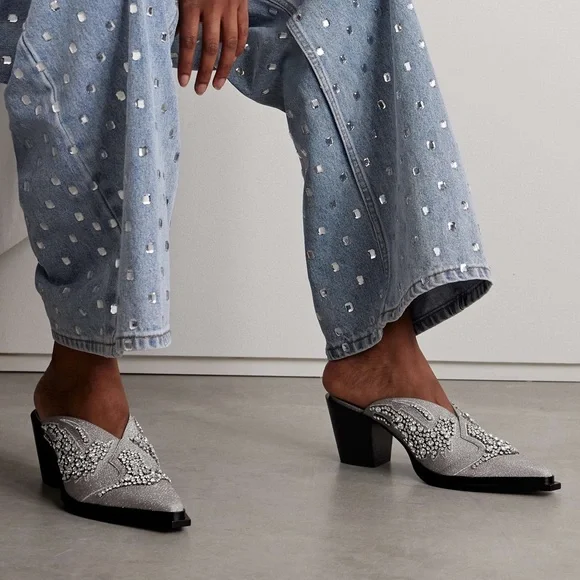 New JIMMY CHOO Cece Mule II 60 Silver Glitter Crystal Mules $2,995 37 - Picture 3 of 15